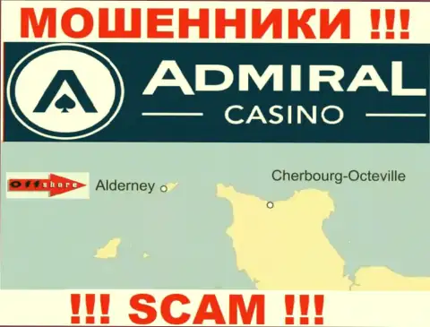 Поскольку Admiral Casino расположились на территории Alderney, прикарманенные финансовые вложения от них не забрать