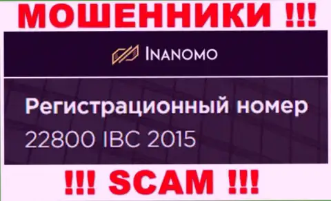 Номер регистрации компании Inanomo - 22800 IBC 2015