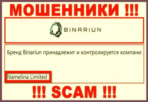 Вы не сохраните свои вложенные денежные средства работая с Binariun, даже если у них есть юридическое лицо Namelina Limited