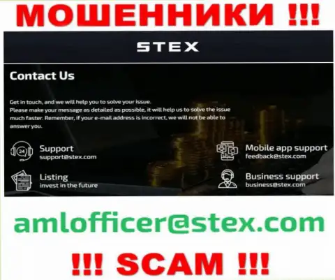 Указанный электронный адрес интернет-мошенники Stex предоставляют на своем официальном онлайн-сервисе