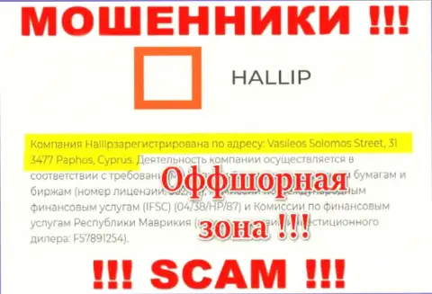 Постарайтесь держаться подальше от оффшорных мошенников Hallip !!! Их юридический адрес регистрации - Vasileos Solomos Street, 31 3477 Paphos, Cyprus