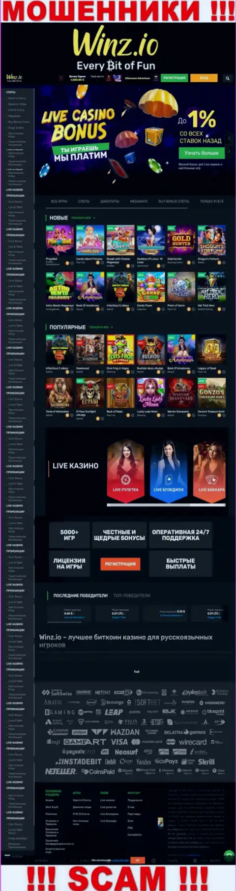 Winz Io - это веб-портал на котором завлекают наивных людей в сети аферистов Winz Casino