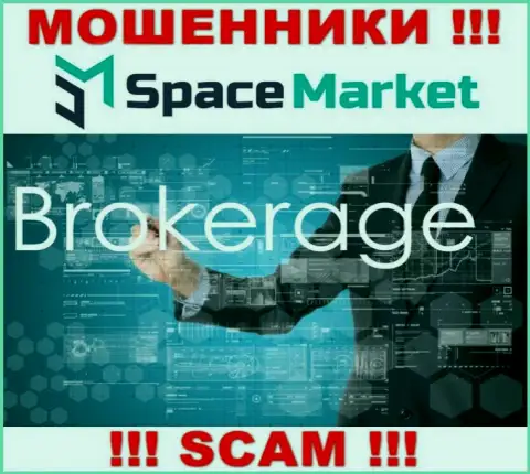 Тип деятельности преступно действующей компании Space Market - это Брокер