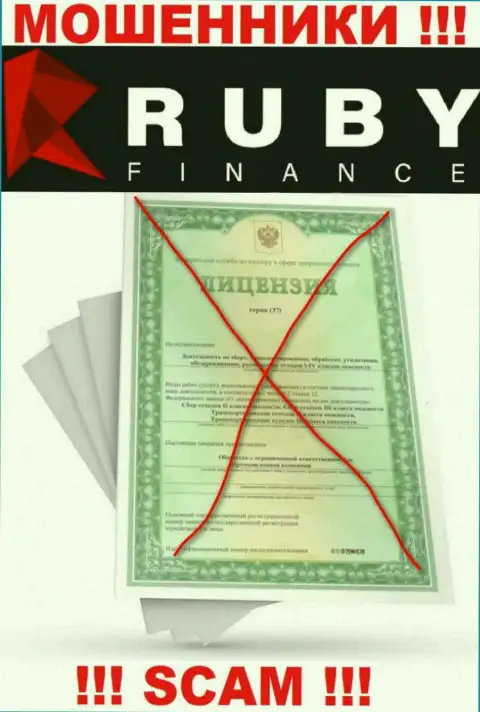 Сотрудничество с организацией RubyFinance World будет стоить Вам пустых карманов, у данных мошенников нет лицензии