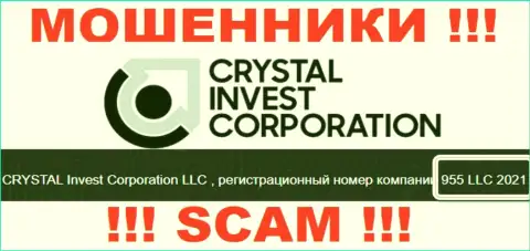 Регистрационный номер организации CRYSTAL Invest Corporation LLC, скорее всего, что фейковый - 955 LLC 2021