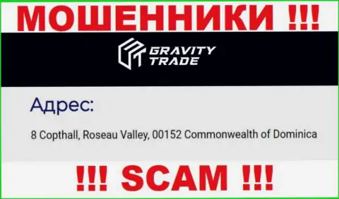 IBC 00018 8 Copthall, Roseau Valley, 00152 Commonwealth of Dominica - это офшорный юридический адрес Гравити Трейд, приведенный на сайте указанных мошенников