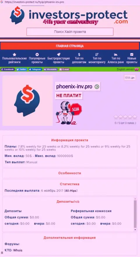 Ph0enix-Inv Com - это циничный развод клиентов (обзорная статья противозаконных комбинаций)