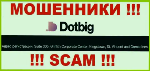 Все клиенты DotBig Com однозначно будут слиты - указанные обманщики отсиживаются в оффшорной зоне: Suite 305, Griffith Corporate Centre Kingstown, St. Vincent and the Grenadines