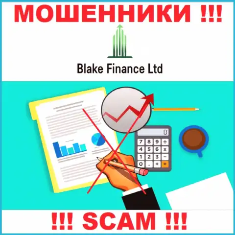 Компания Blake Finance не имеет регулятора и лицензии на право осуществления деятельности
