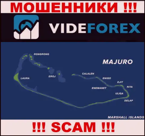 Контора VideForex зарегистрирована очень далеко от своих клиентов на территории Majuro, Marshall Islands