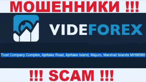 Жулики VideForex Com спрятались в оффшоре: Trust Company Complex, Ajeltake Road, Ajeltake Island, Majuro, Republic of the Marshall Islands MH96960, поэтому они беспрепятственно могут обворовывать