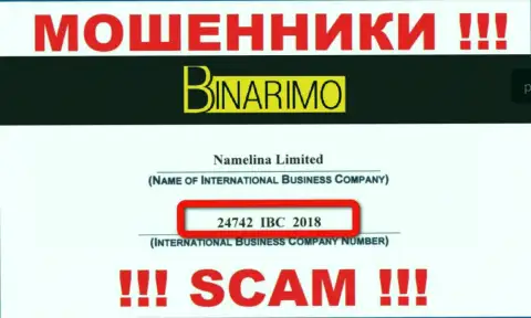 Осторожно !!! Binarimo накалывают !!! Номер регистрации указанной конторы: 24742 IBC 2018