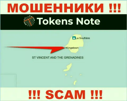 Оффшорное место регистрации Tokens Note - на территории Kingstown, St Vincent and the Grenadines