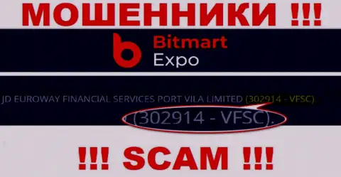 302914 - VFSC - это номер регистрации Bitmart Expo, который размещен на официальном сайте организации