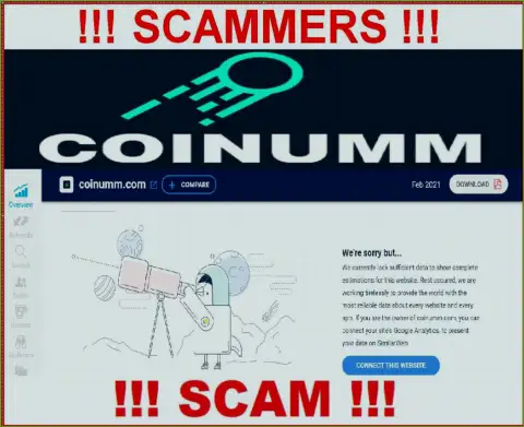 There isn't information about Coinumm Com scammers on similarweb