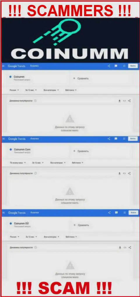 Amount of queries about Coinumm Com scammers on Google