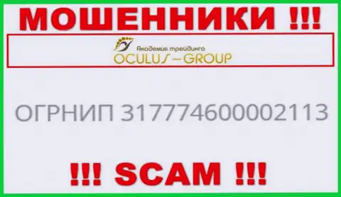 Номер регистрации OculusGroup Com, взятый с их официального веб-сервиса - 317774600002113