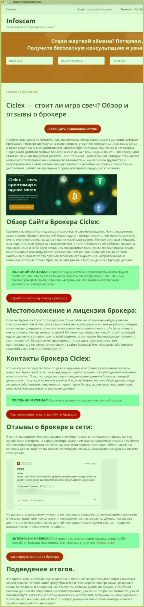 Подробный обзор схем обмана Ciclex Com (обзор)