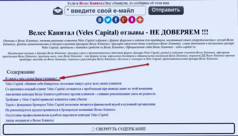 Велес Капитал видно в зеркале veles-kapital.com (официальный web-сервис)