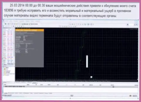 Скриншот со свидетельством аннуляции счета клиента в Гранд Капитал Лтд