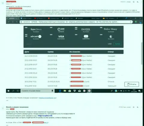 Мошенники из АйКуТрейд Лтд не возвращают обратно форекс игроку прибыль