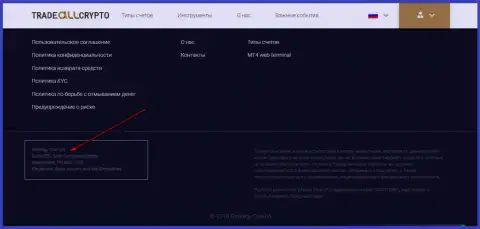 Адрес юр. конторы Форекс брокерской компании TradeAllCrypto Сom