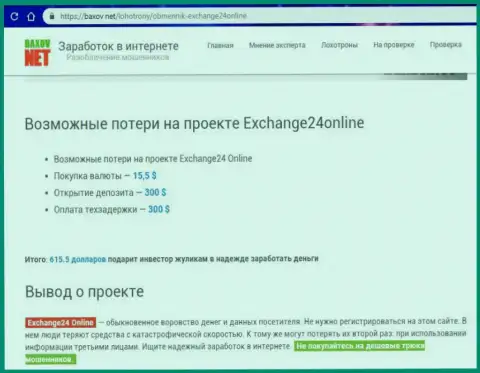 Exchange24Online - это мошенники, воруют финансовые вложения у своих биржевых трейдеров